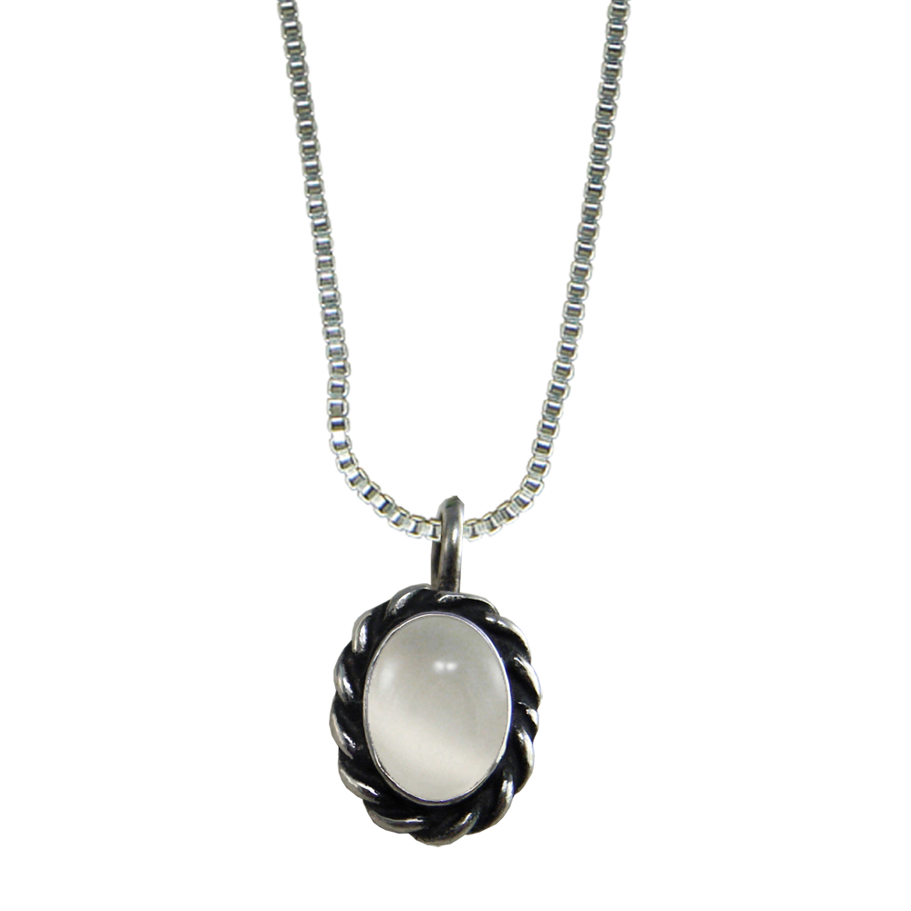 Sterling Silver Little White Moonstone Pendant Necklace